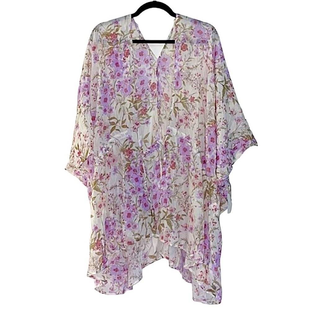 Charlotte Russe Floral Open Front Kimono Swim Coverup
